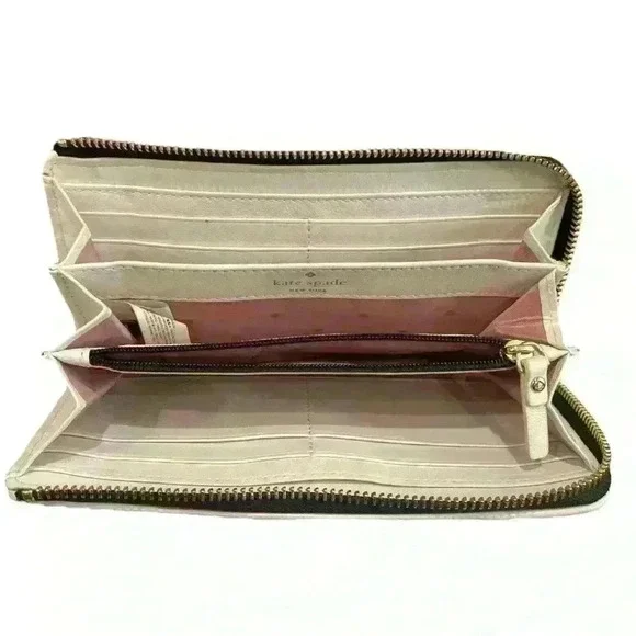 Kate Spade Emerson Place Nisha Cement/Black Zip Around Wallet - Picture 7 of 8